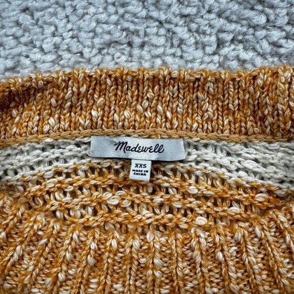 Madewell Baez Stripe Wool Blend Pullover Sweater Orange - Picture 5 of 10